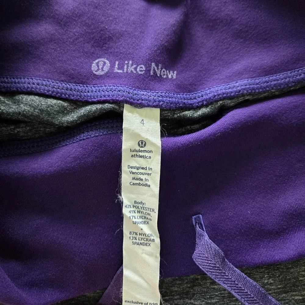 Lululemon Wide Leg Crop Yoga Pant - 4 Dark Heather grey/Purple